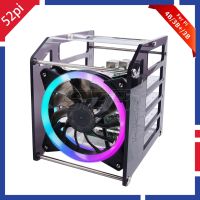 52Pi Rack Tower 4 Layer Acrylic Cluster Case Large Cooling Fan LED RGB Light for Raspberry Pi 4 B / 3 B + / 3 B / Jetson Nano