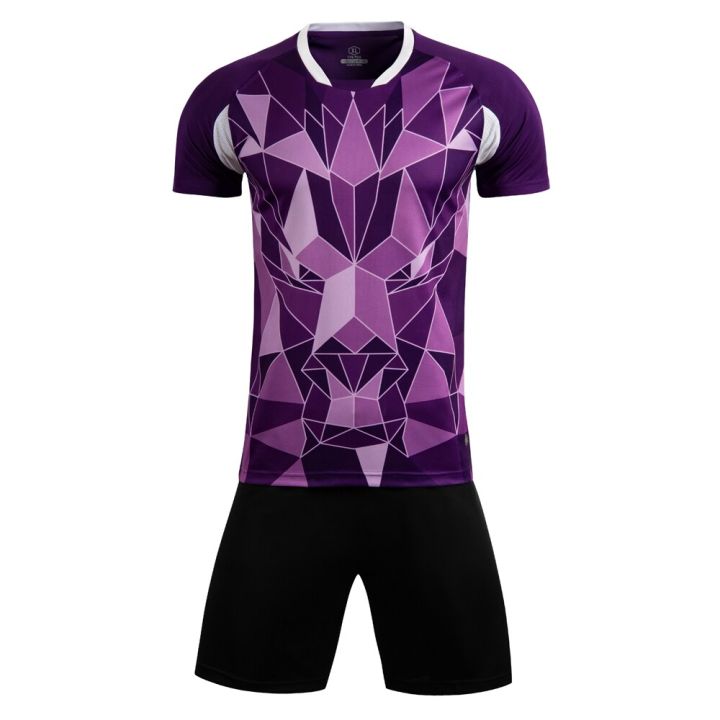 Custom Black Purple Sublimation Soccer Uniform Jersey Youth Size:140