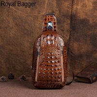 Royal Baggerใหม่กระเป๋าคาดหน้าอกผู้ชายชุดหนังวัวRetroกระเป๋าถือขนาดใหญ่ความจุCoolกลางแจ้งSlingกระเป๋าสะพายไหล่