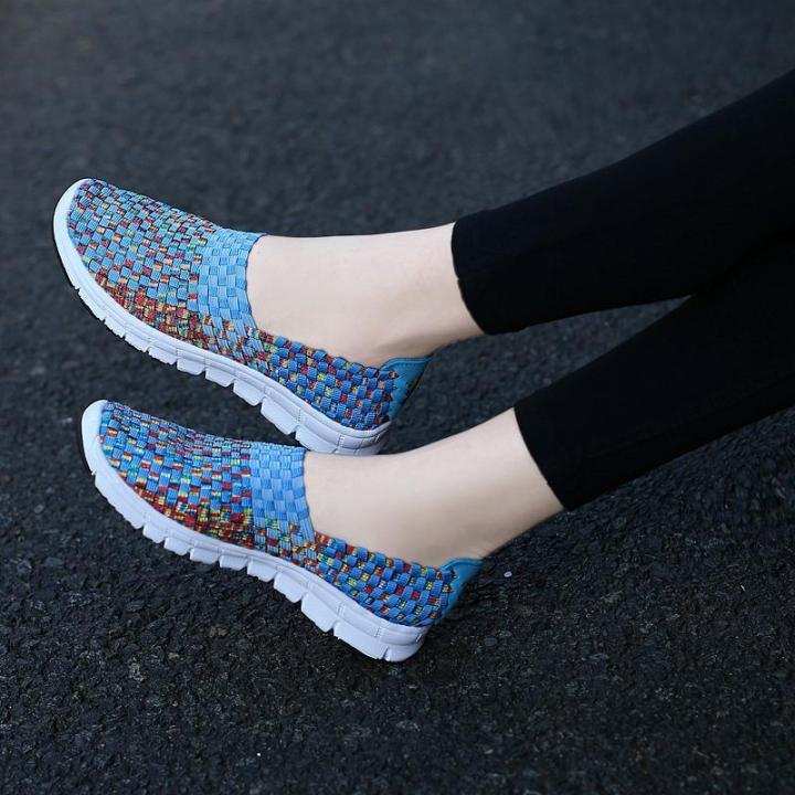 zyats-แฟชั่นผู้หญิงฤดูใบไม้ผลิรองเท้าถักมือแฟชั่นสบายๆรองเท้าไม่มีส้นสะดวกสบายและระบายอากาศ