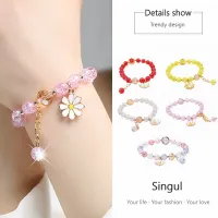 Charm Colorful Crystal Beaded Bracelet for Women Girl Bohemian Daisy Pendant Sisters Girlfriends Student Bracelet Party Jewelry Gift