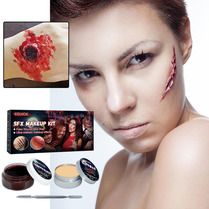 makeup-kit-scars-wax-halloween-special-effects-stage-wound-wood-stipple-with-plasma-sponge-fake-fake-set-skin-wax-wax-skin-spatula-makeup-l2y2