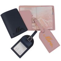 4pcs Mr and Mrs Bridal Luggage Tags Passport Covers Embroidery for Wedding Coupl