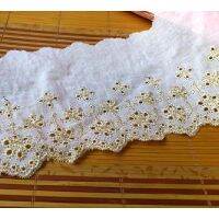 【CW】 EyeletGold Embroidered Fabrics3DSwiss Cotton Voile10cm