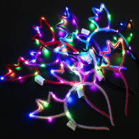 2022 New Antler Ears LED Flashing Headband Women Girls Deer Horn Light Up Hairbands Hair Accessory New Year Glow Party Supplies