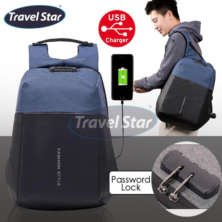Travel Star 9933 Anti Theft Design Premium Double Strap Travel Backpack  with Password Lock (Fit 15.6 inch Laptop)