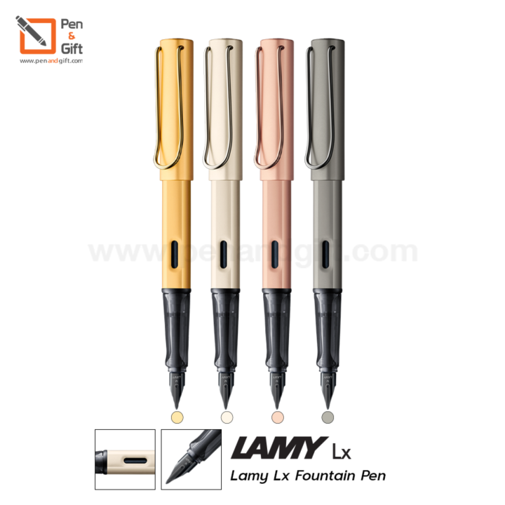 lamy-lx-fountain-pen-nib-f-ปากกาหมึกซึม-ลามี่-แอลเอ็กซ์-nib-f-ของแท้-100-มี-5-สีทอง-gold-สีครีมอ่อน-palladium-สีชมพูทอง-rosegold-สีเทาเข้ม-ruthenium-สีน้ำตาล-m