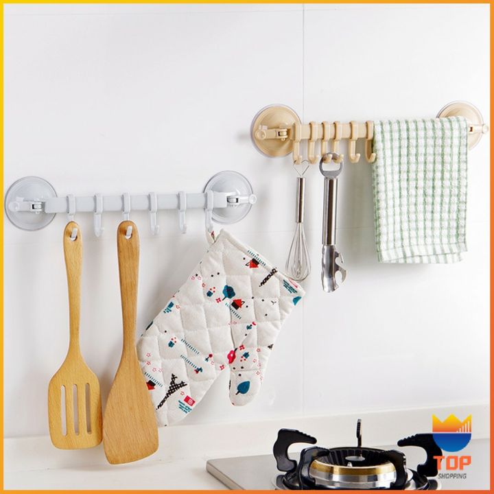top-ที่แขวนของ-ที่แขวนติดผนัง-ห้องน้ำ-ห้องครัว-ที่แขวน-ไม่ต้องเจาะรู-coner-towel-hanger-with-6-clips