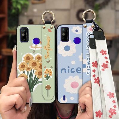 painting flowers Shockproof Phone Case For Tecno Spark6 GO/5 GO/GO 2020/GO 2021 Soft Kickstand Phone Holder Lanyard