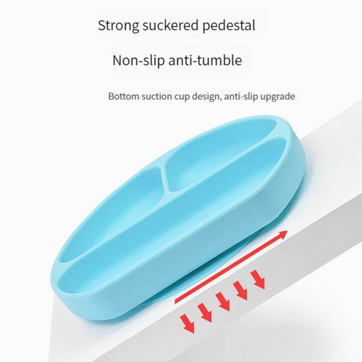 hamshmoc-จานอาหารค่ำซิลิโคนสำหรับเด็กซิลิโคนเกรดอาหารกันลื่นพร้อมหลอดดูดแบ่งทารกจานให้อาหารการเรียนรู้สำหรับเด็กทารก
