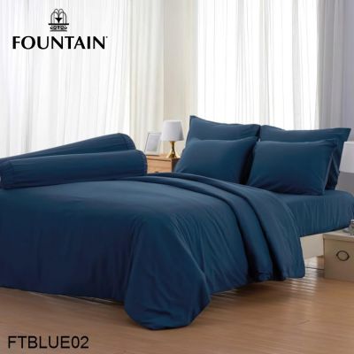 (ครบเซ็ต) Fountain ผ้าปูที่นอน+ผ้านวม สีน้ำเงิน BLUE FTBLUE02 (เลือกขนาดเตียง 3.5ฟุต/5ฟุต/6ฟุต) #ฟาวเท่น เครื่องนอน ชุดผ้าปู ผ้าปูเตียง ผ้าห่ม