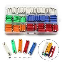 200Pcs 5A/8A/10A/16A/25A Torpedo Shape Car Vehicle Fuses Kit with Plastic Box Fuses Accessories