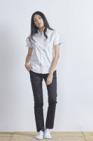 dapp Uniform เสื้อเชิ้ตแขนสั้นผู้หญิง Womens short sleeve white oxford button down shirt สีขาว (TBSW1001)