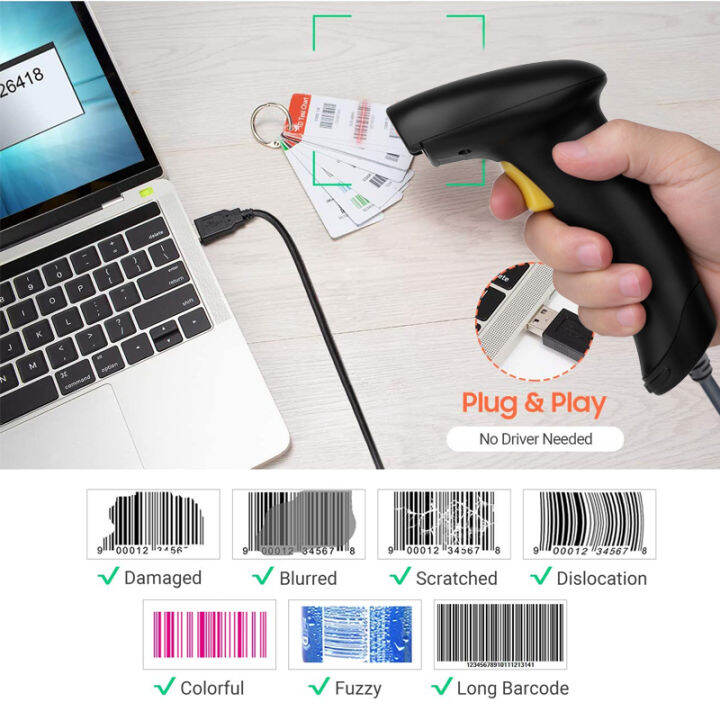 Handheld Barcode Scanner CCD 1D USB Wired Bar Code Reader for Resturant
