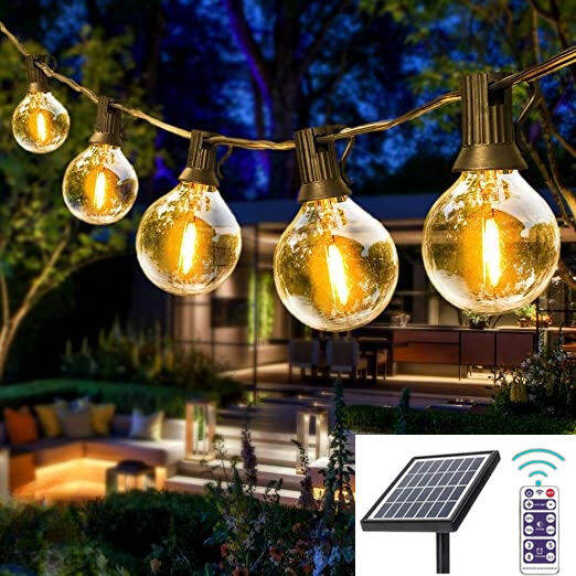 29.2FT/59FT G40 Solar Garlands Lights LED Patio String Light Warmwhite