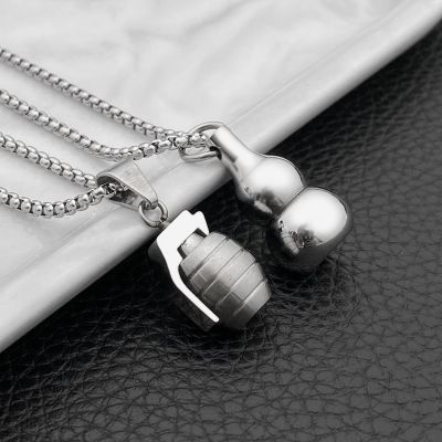 Fashion Titanium Steel Grenade Shaped Strong Pendant Gourd Perfume Bottle Men and Women All-match Trend Jewelry Wholesale