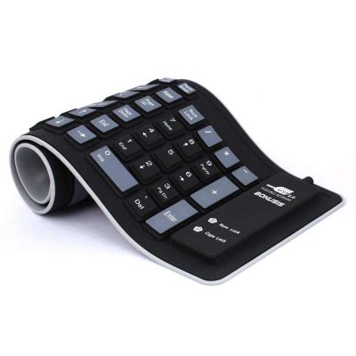 คีย์บอร์ดยางแบบยาว 103 คีย์ Keyboard USB ยางกันน้ำ ม้วนเก็บได้ แป้นพิมพ์ไทย &amp; อังกฤษ อย่างดี (สีดำ)