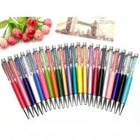 10pcs/lot 22 Colors Crystal Metal Ballpoint Pen Roller Ballpen Pencil Stationery Office School 0.7mm Blue Black Ink