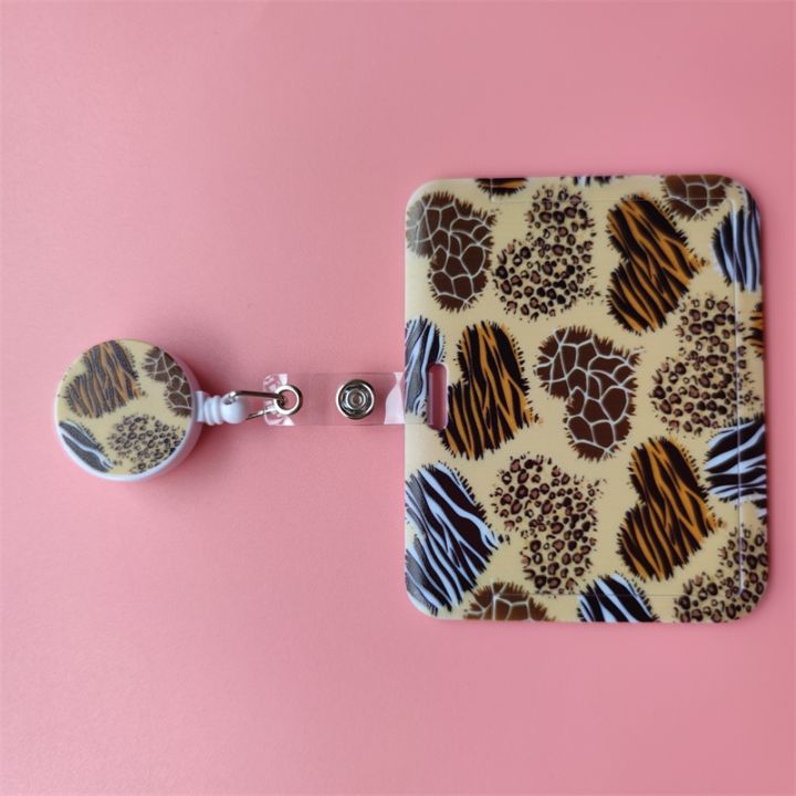 hot-dt-leopard-print-retractable-buckle-card-holder-business-badge-clip-employee-cardholders-doctors-nurses-certificates