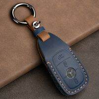 เคสกุญแจรถยนต์หนังแท้สำหรับ Mercedes-Benz W203 W211 W210 Amg W204 E S Clk Clk Slk Classe Smart Keychain