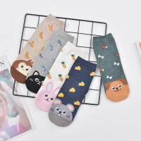 5 Pairs New Styles Cute Funny Women Cartoon Socks Animal and Food Rabbit Dog Mouse Monkey Cat Cotton Socks for Women