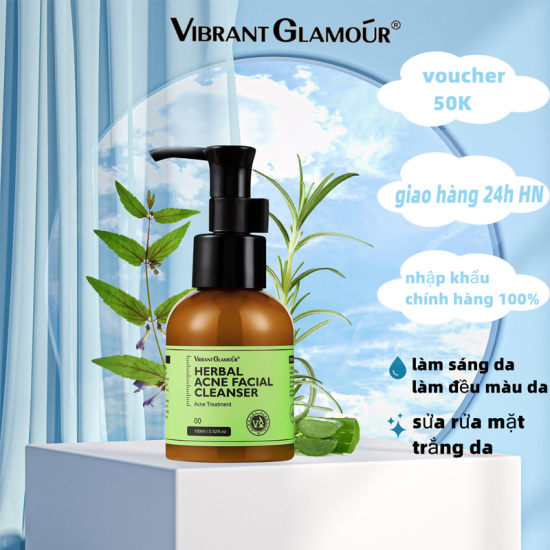 Vibrant glamour sữa rửa mặt herbal acne làm sạch sâu da dưỡng ẩm 100ml sữa - ảnh sản phẩm 1