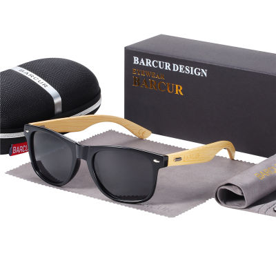 BARCUR Polarized Bamboo Sunglasses Men Wooden Sun Glasses Women Brand Original Wood UV400 Oculos De Sol Masculino