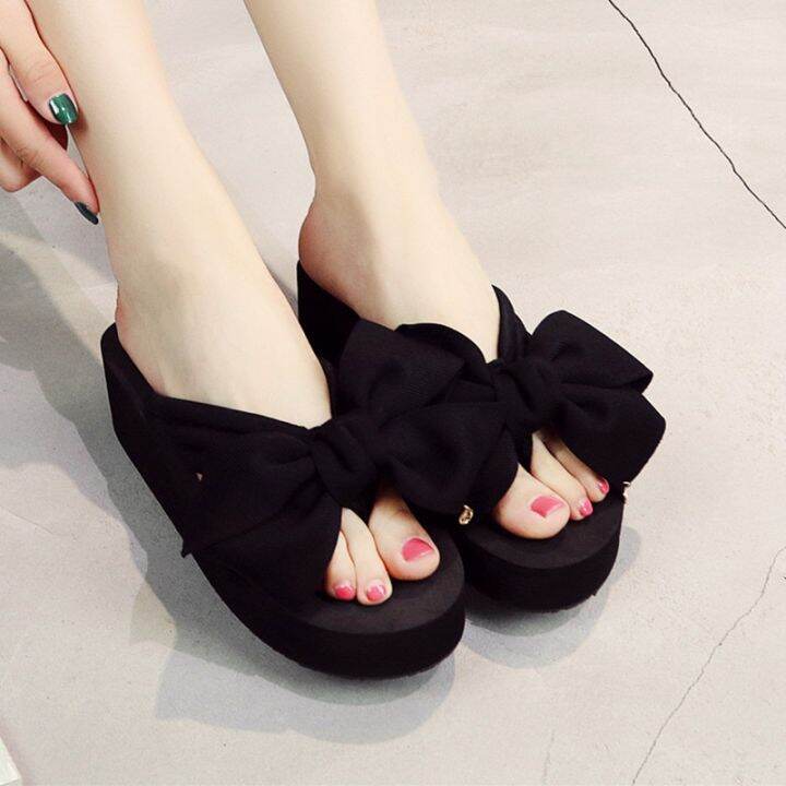 ruyi-outside-manufacturers-wholesale-thick-soles-slippers-female-xia-bowknot-flip-flops-beach-shoes-fashionable-wedge-sandals