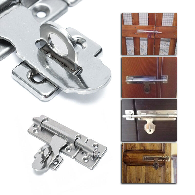[Sedia Sedia] Kiprun 4/6/8 Inci Perkakasan Kunci Pintu Keluli Tahan Karat Barrel Bolt Selak Padlock Set Set menolak untuk Mengunci Pintu Tetingkap Laci Almari