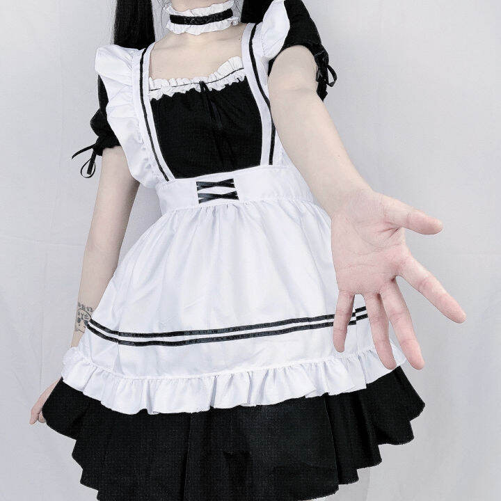 2023-แม่บ้านสาวโทนสีอ่อนใหม่-lolita-ชุดเดรสสีดำ-สาวโทนสีอ่อน-cosplay-ชุดแม่บ้าน