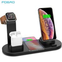 ZZOOI FDGAO 4 in 1 Wireless Charging Stand For Apple Watch 7 6 iPhone 14 13 12 11 X XS XR 8 Airpods Pro 10W Fast Charger Dock Station