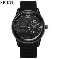 นาฬิกาข้อมือ Seiko นาฬิกาสปอร์ตสายใหม่ซิลิโคนของแท้สำหรับผู้ชายตกแต่งหน้าปัดคู่