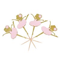 【CW】♝  Gold Glitter Dancing Toppers Picks for Wedding Shower Bridal Birthday Decorations 10PCS