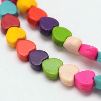 1Strand Dyed Synthetical Turquoise Heart Bead Strand Colorful 5x6x3mm Hole: 1mm about 79pcs/strand 15.7 inch