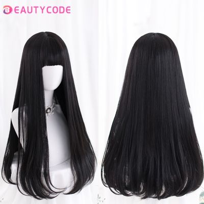 【jw】✺✜  Straight Synthetic Wigs with Bangs for African Resistant Fibre