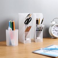 【Ready Stock】 ✤✹℡ C13 Table Top Frosted Inclined Plug-in Storage Box Multi Function Simple Transparent Pen Holder Stationery Brush Lipstick Storage Container Student Large Capacity Round Square Desktop Storage Box