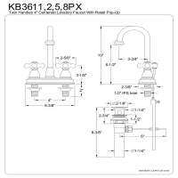 KB3611PX 4ใน. ก๊อกน้ำชุดตกแต่งกลางห้องน้ำโครเมียมขัดเงา