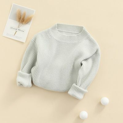 Toddler Baby Knit Sweater Boy Girl Warm Winter Clothes Solid Oversized Long Sleeve Sweaters Pullover Sweatshirt