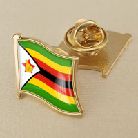 Zimbabwe Zimbabwean National Flag, Crystal Resin Drop Badge, Brooch, Flag Badges of All Countries in the World All-metal Brooch Copper Brooch Collection