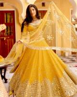 Lehengha  Fabric :Georgette lehnga with paper mirror work  flair 3.5 meter Can can attach  Georgette blouse with paper mirror work all over front &amp; back ( Unstich )  Net Duppata with paper mirror work shreesak