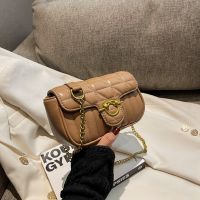 Solid Color PU Trendy Unique Daily Shoulder Bag Classy Commuter Stitching Magnetic Buckle Cross-Body Simple Female Casual Chain Leather Small Square 【AUG】