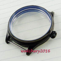 Newest Hot Fashion 44Mm Parnis Stainless Steel Black PVD Case Fit 6497 6498 Mechancial Hand Winding  Stainless Watch Case