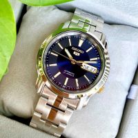 SEIKO 5 Automatic รุ่น SNKL79K1 นาฬิกาข้อมือผู้ชาย สายแสตนเลสสีเงิน หน้าปัดสีน้ำเงินเข็มทอง - มั่นใจ สินค้าของแท้ 100% ประกันศูนย์ 1 ปีเต็ม