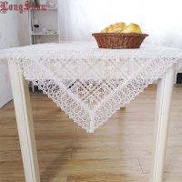 Corinada 2021 Elegant Milk White Plaid Cute Floral Pure Chemical Embroidered Lace Table Cloth For Wedding Party