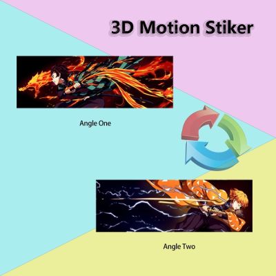Zenitsu Tanjirou Demon Slayer 3D Anime Stickers Motion Waterproof Decals for Cars Laptop Refrigerator Luggage Lenticular Sticker