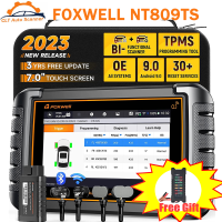 เครื่องสแกน OBD2ผ่าน Bluetooth Wireless Auto Vin TPMS Active Test Tool &amp; Bi-Directional Control Full System Scan Oil/dpf/epb/sas/epb/srs/ctv/odo/turbo Reset Relearn Diagnostic Foxwell NT809TS ตรวจสอบเครื่องยนต์สำหรับรถยนต์สากลทุกรุ่น