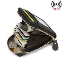 Men 39;s Wallet Genuine Leather Credit Card Holder RFID Blocking Zipper Pocket Men bag Card Protect Case Pocket Purse