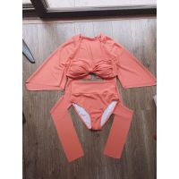 Bikini with cardigan in milk orange