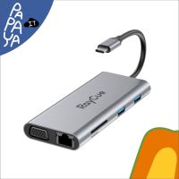 Raycue (เรย์คิว) ฮับอะแดปเตอร์ USB Hub Type-C 11 in 1 USB-A,HDMI,VGA,AUX 3.5,LAN,MicroSD,SD อุปกรณ์เสริมโน๊ตบุ๊ค Macbook