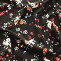 Fashion Cloth Art Washed Cashmere Chiffon Fabric Spring And Summer Printed Fabric Black Bottom Small Broken Flowers